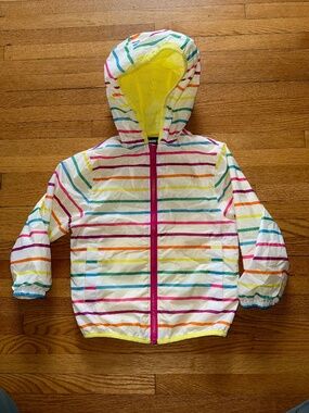 Lands End- Striped hooded kids rain jacket (size XXS/ 2-3)